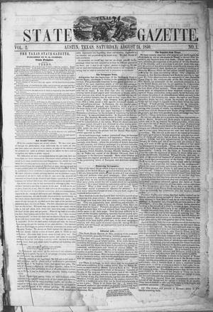 Primary view of object titled 'Texas State Gazette. (Austin, Tex.), Vol. 2, No. 1, Ed. 1, Saturday, August 24, 1850'.