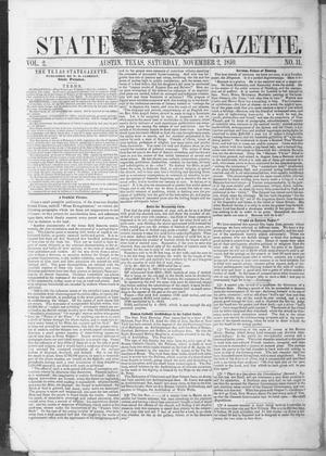 Primary view of object titled 'Texas State Gazette. (Austin, Tex.), Vol. 2, No. 11, Ed. 1, Saturday, November 2, 1850'.