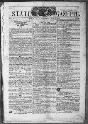 Primary view of object titled 'Texas State Gazette. (Austin, Tex.), Vol. 2, No. 42, Ed. 1, Saturday, June 7, 1851'.