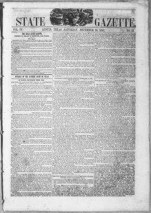 Primary view of object titled 'Texas State Gazette. (Austin, Tex.), Vol. 4, No. 19, Ed. 1, Saturday, December 25, 1852'.