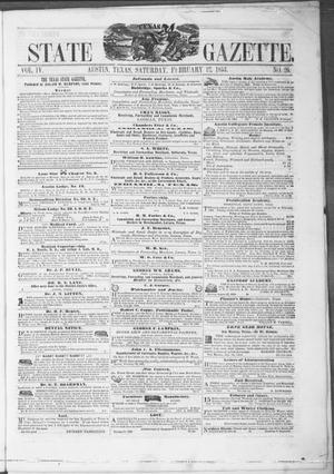 Primary view of object titled 'Texas State Gazette. (Austin, Tex.), Vol. 4, No. 26, Ed. 1, Saturday, February 12, 1853'.