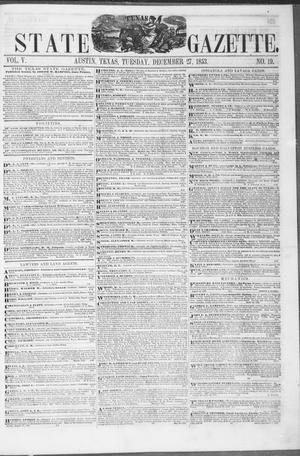 Primary view of object titled 'Texas State Gazette. (Austin, Tex.), Vol. 5, No. 19, Ed. 1, Tuesday, December 27, 1853'.