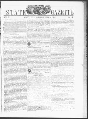 Primary view of object titled 'Texas State Gazette. (Austin, Tex.), Vol. 6, No. 45, Ed. 1, Saturday, June 30, 1855'.