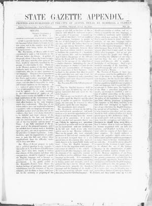 Primary view of object titled 'State Gazette Appendix. (Austin, Tex.), No. 55, Ed. 1, Thursday, July 10, 1856'.