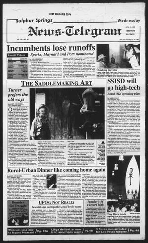 Primary view of object titled 'Sulphur Springs News-Telegram (Sulphur Springs, Tex.), Vol. 114, No. 90, Ed. 1 Wednesday, April 15, 1992'.