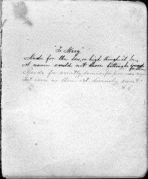 Primary view of object titled '[Page from an autograph album addressed "To Mary"]'.