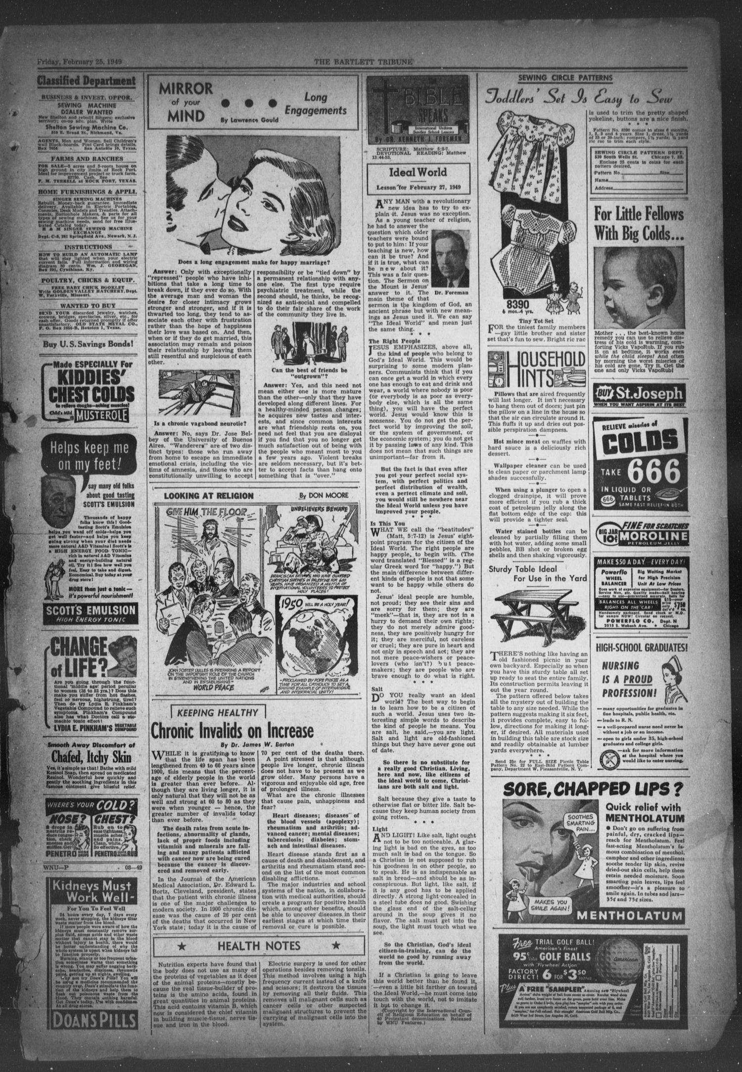 The Bartlett Tribune and News (Bartlett, Tex.), Vol. 62, No. 16, Ed. 1, Friday, February 25, 1949
                                                
                                                    [Sequence #]: 3 of 8
                                                