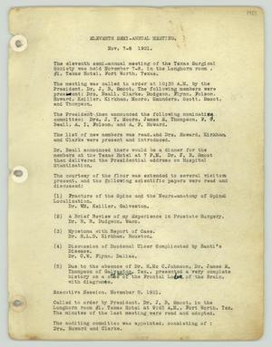 Primary view of object titled '[Texas Surgical Society Minutes: November 11, 1921]'.
