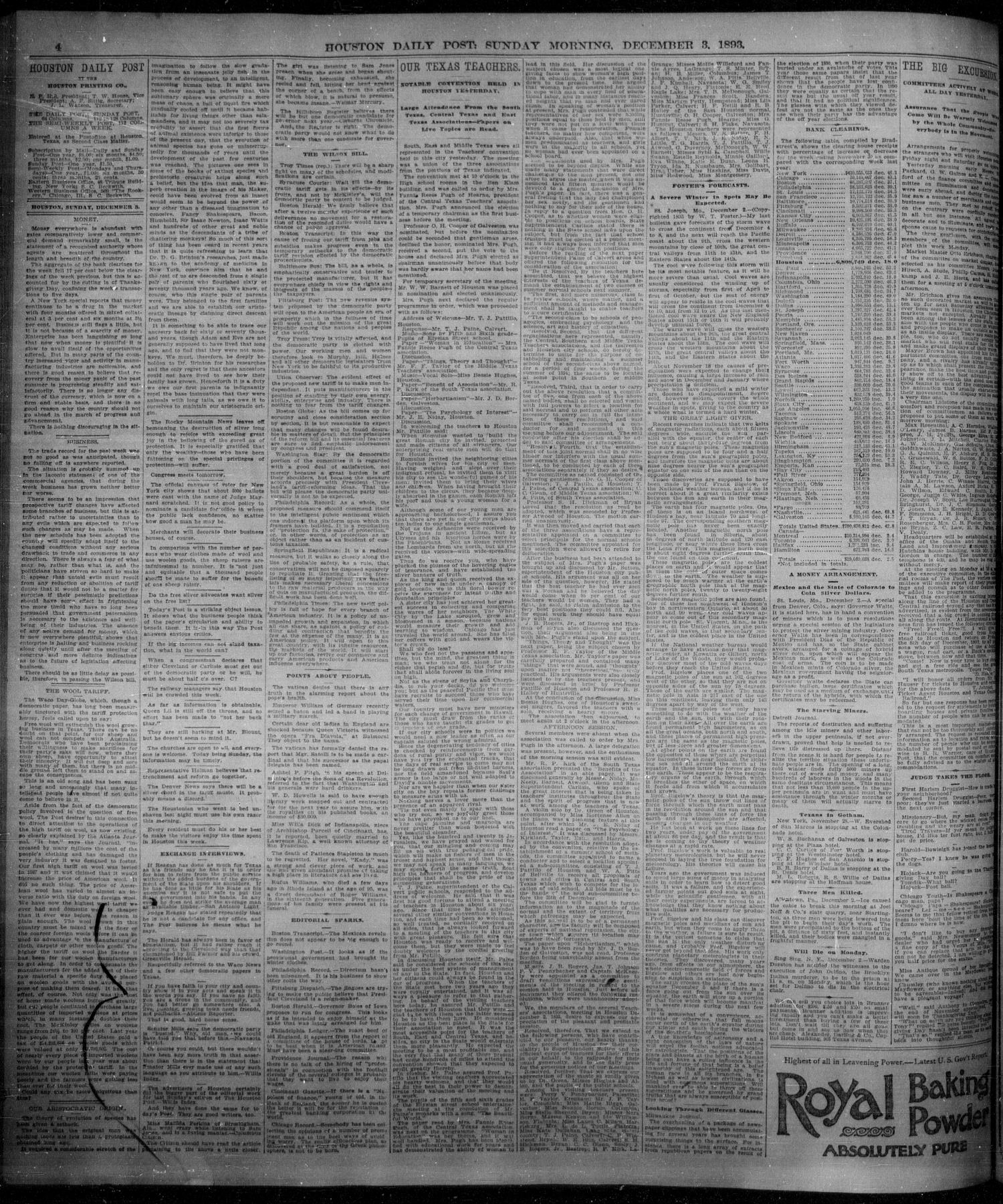 The Houston Daily Post (Houston, Tex.), Vol. NINTH YEAR, No. 241, Ed. 1, Sunday, December 3, 1893
                                                
                                                    [Sequence #]: 4 of 20
                                                