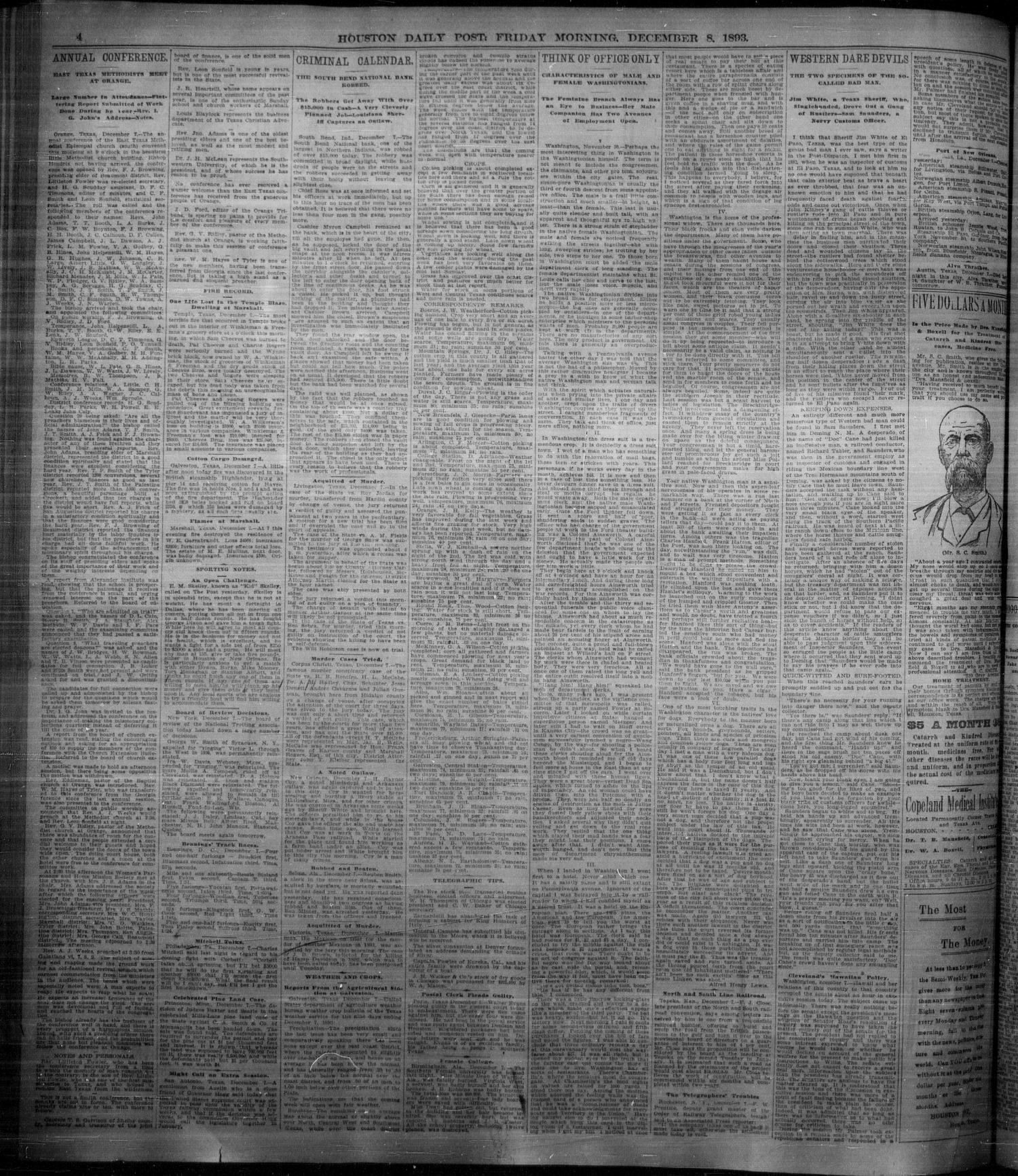 The Houston Daily Post (Houston, Tex.), Vol. NINTH YEAR, No. 246, Ed. 1, Friday, December 8, 1893
                                                
                                                    [Sequence #]: 4 of 12
                                                