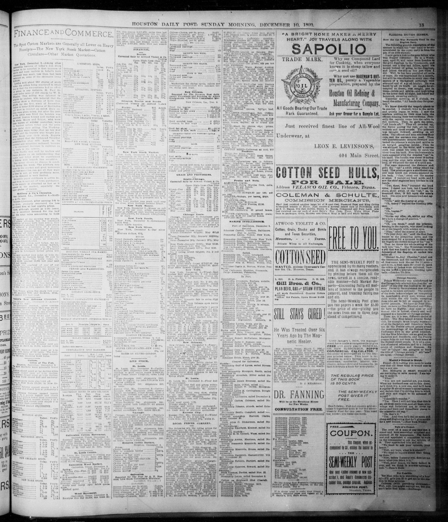 The Houston Daily Post (Houston, Tex.), Vol. NINTH YEAR, No. 248, Ed. 1, Sunday, December 10, 1893
                                                
                                                    [Sequence #]: 15 of 16
                                                