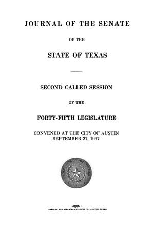 Primary view of object titled 'Journal of the Senate of Texas, Second Called Session of the Forty-Fifth Legislature'.