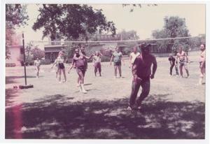 Primary view of object titled '[City of Denton employees playing volleyball in the park]'.