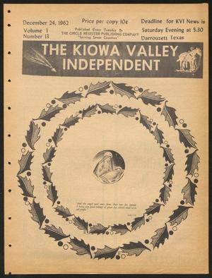 Primary view of object titled 'The Kiowa Valley Independent (Darrouzett, Tex.), Vol. 1, No. 13, Ed. 1 Monday, December 24, 1962'.