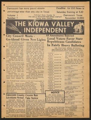 Primary view of object titled 'The Kiowa Valley Independent (Darrouzett, Tex.), Vol. 1, No. 7, Ed. 1 Tuesday, November 13, 1962'.
