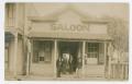 Postcard: [Postcard of Men on Saloon Steps]