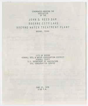 Primary view of object titled '[Program: John D. Reed Dam Dedication Ceremony, June 22, 1978]'.
