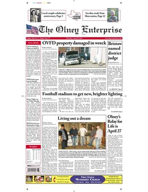 Primary view of object titled 'The Olney Enterprise (Olney, Tex.), Vol. 104, No. 7, Ed. 1 Thursday, April 19, 2012'.