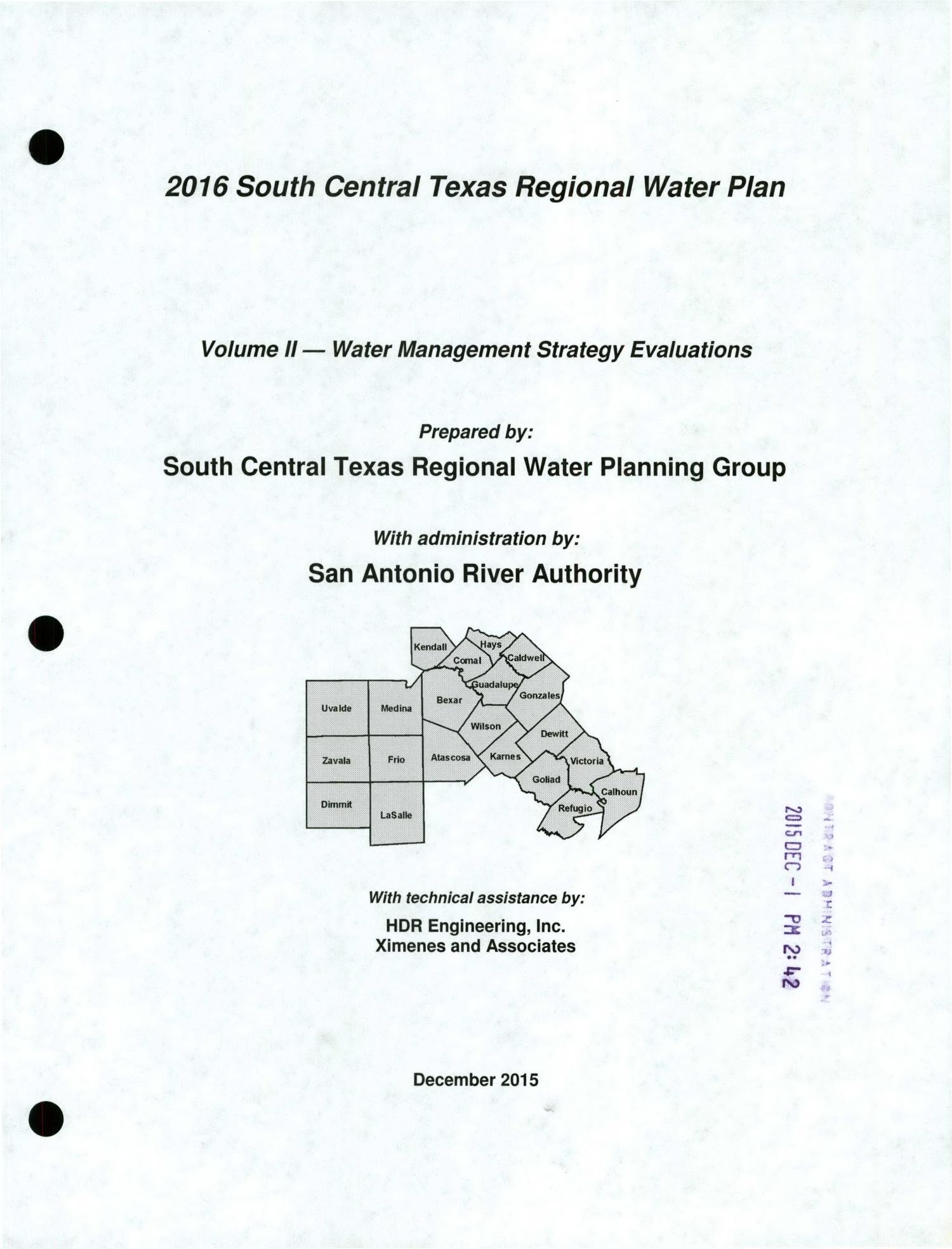 Regional Water Plan: Region L (South Central Texas), 2016, Volume 2. Water Management Strategies
                                                
                                                    Cover Page
                                                