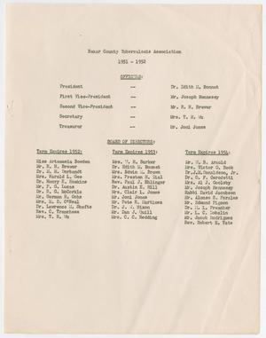 Primary view of object titled 'Bexar County Tuberculosis Association 1951-1952'.