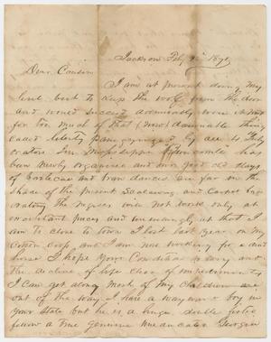[Letter from David C. Dickson to his Cousin, February 18, 1871]