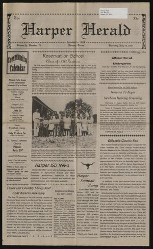 Primary view of object titled 'The Harper Herald (Harper, Tex.), Vol. 70, No. 74, Ed. 1 Thursday, July 19, 2001'.