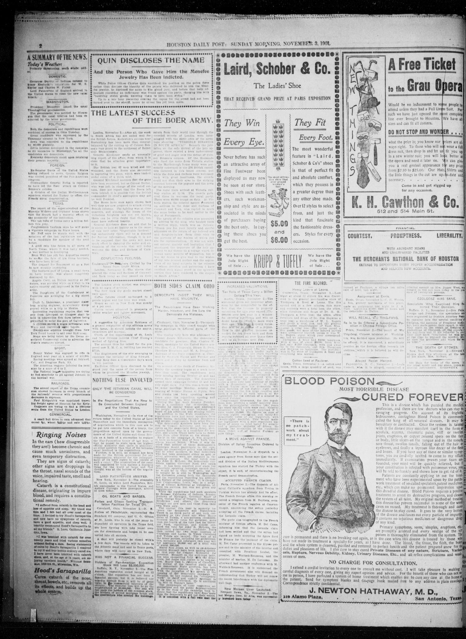 The Houston Daily Post (Houston, Tex.), Vol. XVIITH YEAR, No. 213, Ed. 1, Sunday, November 3, 1901
                                                
                                                    [Sequence #]: 2 of 34
                                                