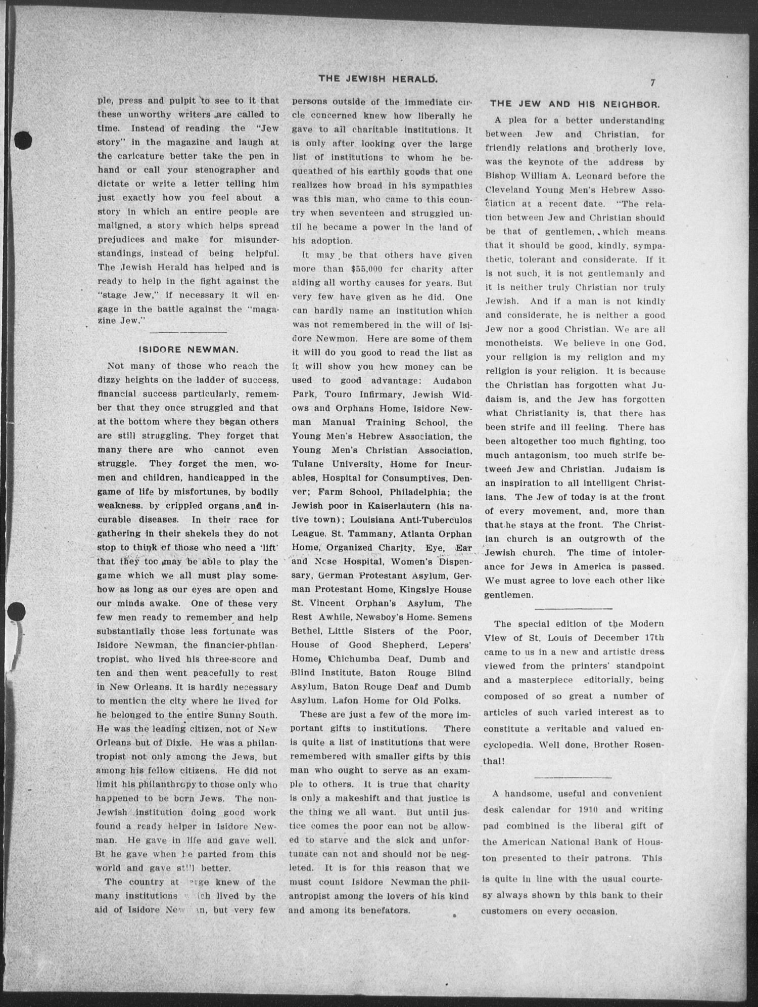 The Jewish Herald (Houston, Tex.), Vol. 2, No. 15, Ed. 1, Thursday, December 30, 1909
                                                
                                                    [Sequence #]: 9 of 28
                                                