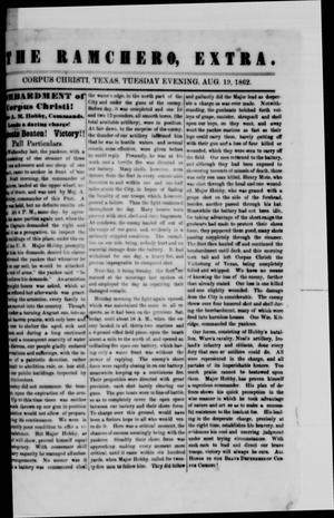 Primary view of object titled 'The Ranchero, Extra. (Corpus Christi, Tex.), Ed. 1 Tuesday, August 19, 1862'.