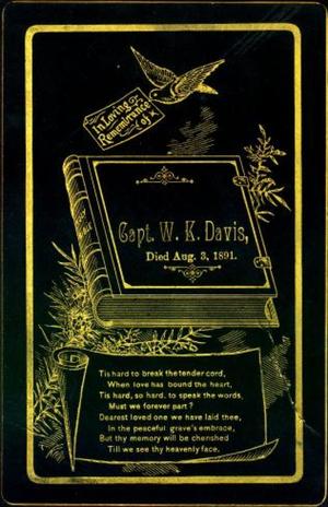 Primary view of object titled '[Mourning card of Capt. W. K. Davis]'.