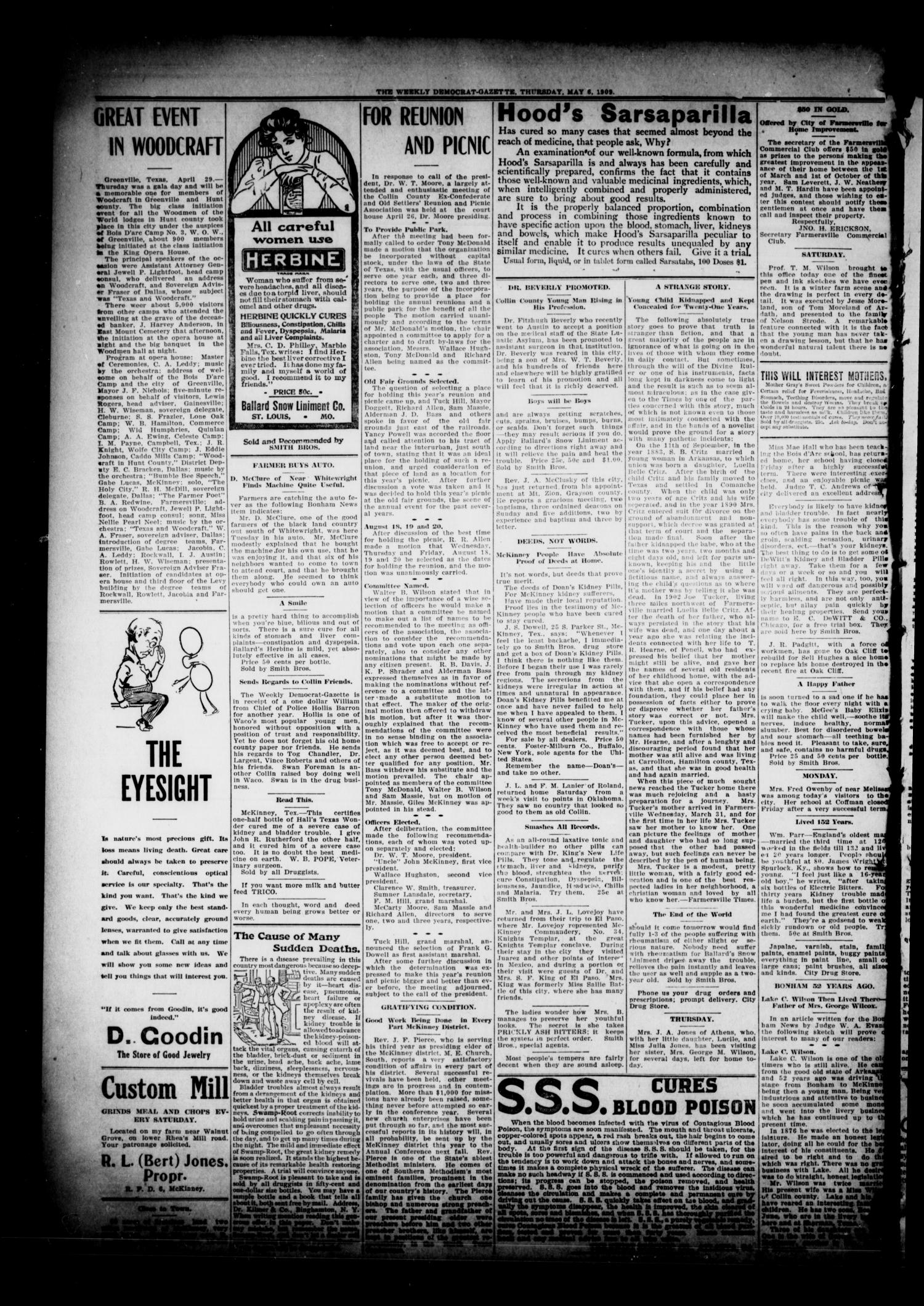 The Weekly Democrat-Gazette (McKinney, Tex.), Vol. 26, No. 14, Ed. 1 Thursday, May 6, 1909
                                                
                                                    [Sequence #]: 2 of 10
                                                