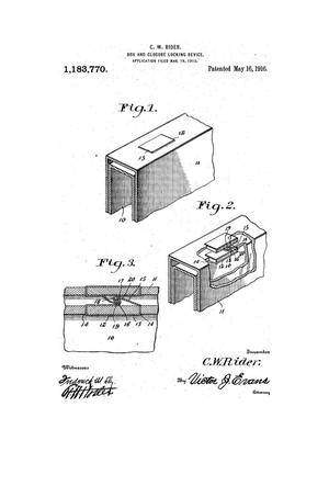 Primary view of object titled 'Box and Closure Locking Device'.