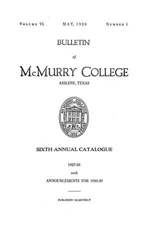 Primary view of object titled 'Bulletin of McMurry College, 1927-1928'.