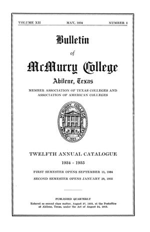 Primary view of object titled 'Bulletin of McMurry College, 1934-1935'.