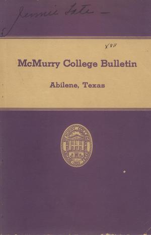 Primary view of object titled 'Bulletin of McMurry College, 1939-1940'.