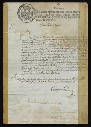 Primary view of object titled '[Correspondence between Esteban Grande and the Governor]'.