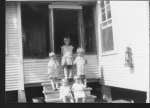 Primary view of object titled '[Five children on the Jodarski back porch]'.