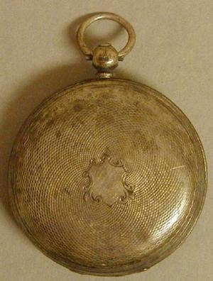 Primary view of object titled '[Silver pocket watch]'.