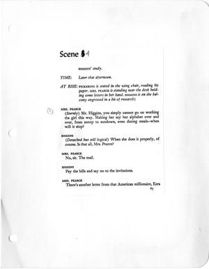 Primary view of object titled '[Prompt Script from Act 1, Scene 4 of My Fair Lady, 1977]'.