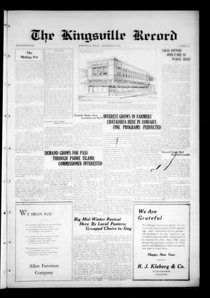 Primary view of object titled 'The Kingsville Record (Kingsville, Tex.), Vol. 20, No. 19, Ed. 1 Wednesday, December 29, 1926'.