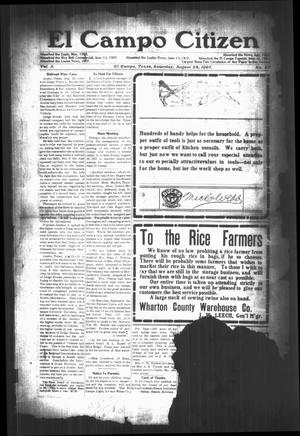 Primary view of object titled 'El Campo Citizen (El Campo, Tex.), Vol. 3, No. 27, Ed. 1 Saturday, August 24, 1907'.