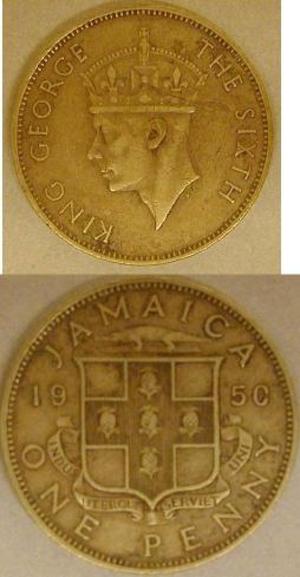 Primary view of object titled '[Coin from Jamaica. "King George The Sixth"]'.
