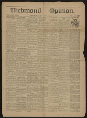 Primary view of object titled 'Richmond Opinion. (Richmond, Tex.), Vol. 7, No. 20, Ed. 1 Friday, December 2, 1887'.