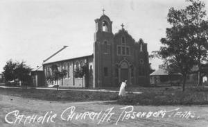 Primary view of object titled '[Holy Rosary Catholic Church in Rosenberg, Texas]'.