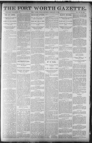 Primary view of object titled 'Fort Worth Gazette. (Fort Worth, Tex.), Vol. 16, No. 121, Ed. 1, Saturday, February 13, 1892'.