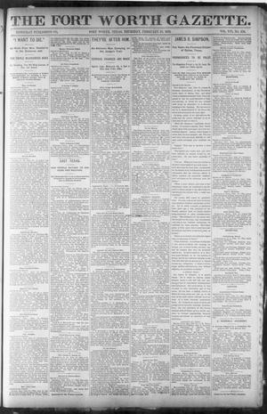 Primary view of object titled 'Fort Worth Gazette. (Fort Worth, Tex.), Vol. 16, No. 126, Ed. 2, Thursday, February 18, 1892'.