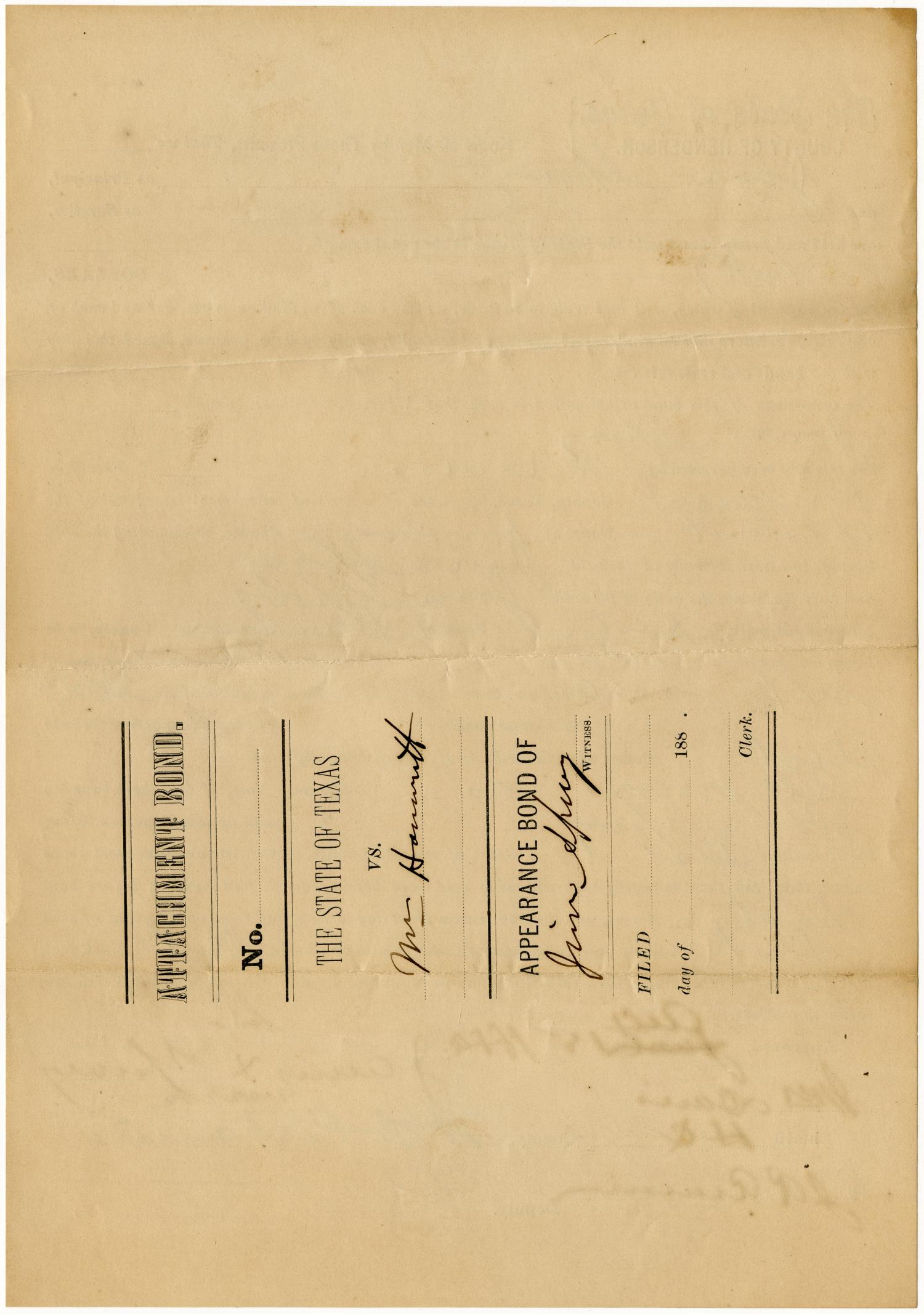 Document pertaining to the case of The State of Texas vs. Cle. Mooris, cause no. 1782, 1885
                                                
                                                    [Sequence #]: 34 of 56
                                                