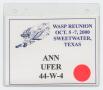 Text: [WASP Reunion Name Tag: Ann Ufer]