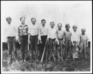 Primary view of object titled '[Nine boys that were part of the George School baseball team]'.