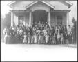 Thumbnail image of item number 1 in: '[Students standing and kneeling in front of the George School]'.